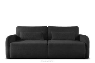 CALICO, https://konsimo.pl/kolekcja/calico/ Sofa rozkładana trzyosobowa zaokrąglona w tkaninie shaggy antracytowy antracytowy - zdjęcie