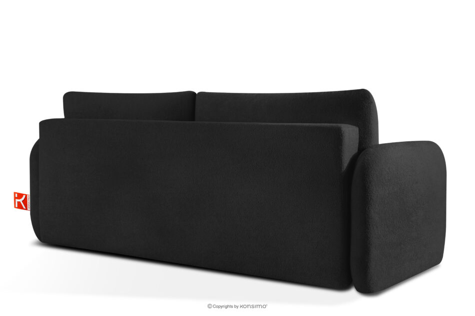 CALICO Sofa rozkładana trzyosobowa zaokrąglona w tkaninie shaggy antracytowy antracytowy - zdjęcie 3