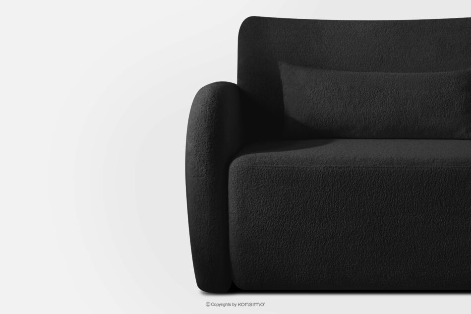 CALICO Sofa rozkładana trzyosobowa zaokrąglona w tkaninie shaggy antracytowy antracytowy - zdjęcie 6