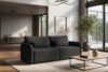 CALICO Sofa rozkładana trzyosobowa zaokrąglona w tkaninie shaggy antracytowy antracytowy - zdjęcie 2
