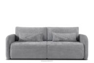 Sofa trzyosobowa zaokrąglony kształt w tkaninie plecionej szary