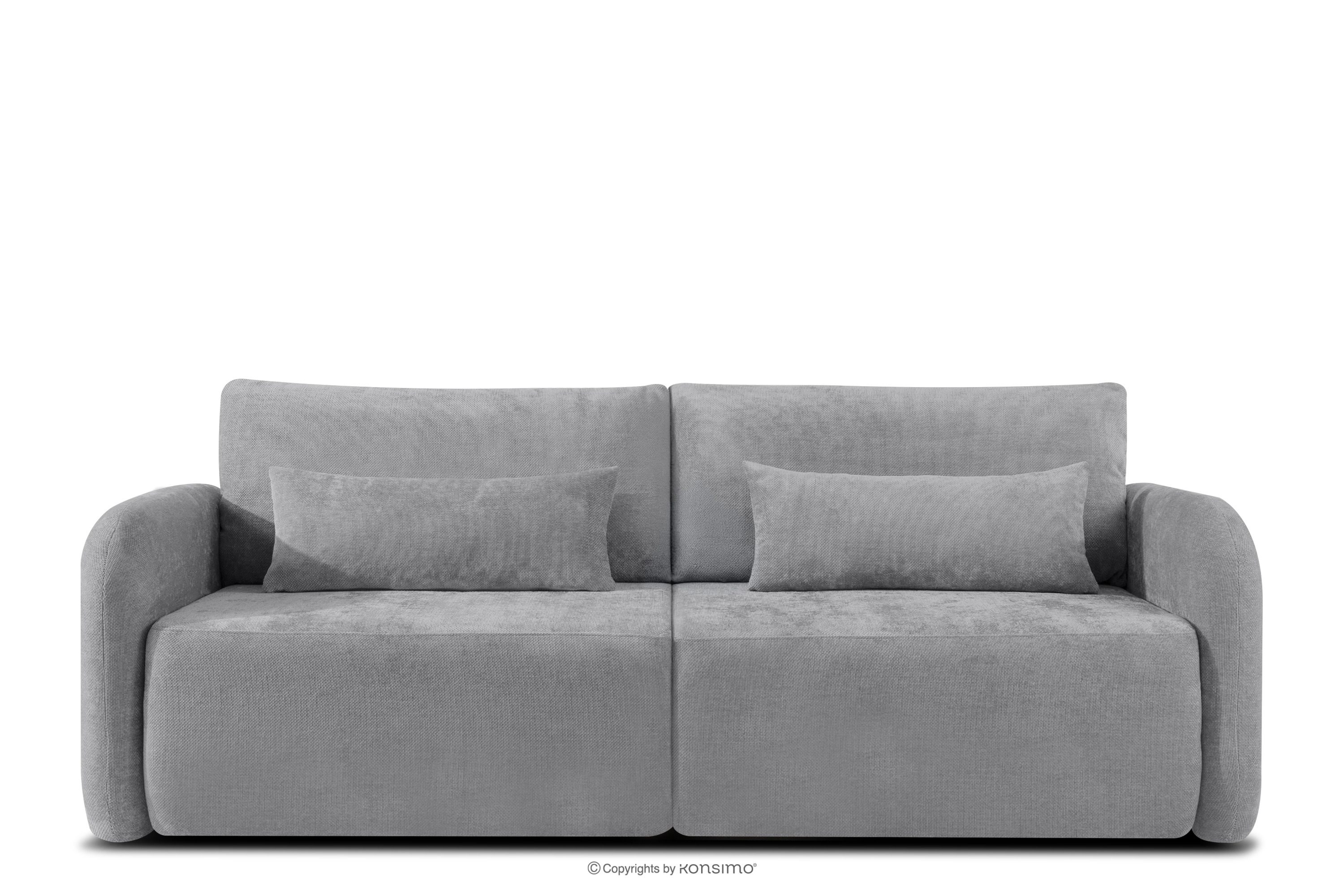 Sofa trzyosobowa zaokrąglony kształt w tkaninie plecionej szary CALICO