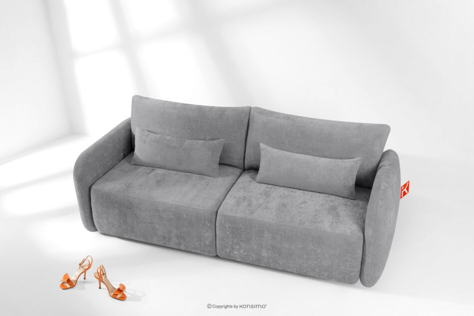 CALICO Sofa trzyosobowa zaokrąglony kształt w tkaninie plecionej szary szary - zdjęcie 13