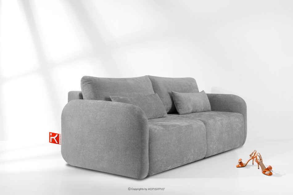CALICO Sofa trzyosobowa zaokrąglony kształt w tkaninie plecionej szary szary - zdjęcie 14