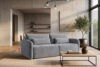 CALICO Sofa trzyosobowa zaokrąglony kształt w tkaninie plecionej szary szary - zdjęcie 2