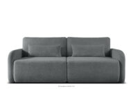 Sofa rozkładana trzyosobowa zaokrąglona w tkaninie shaggy stalowy