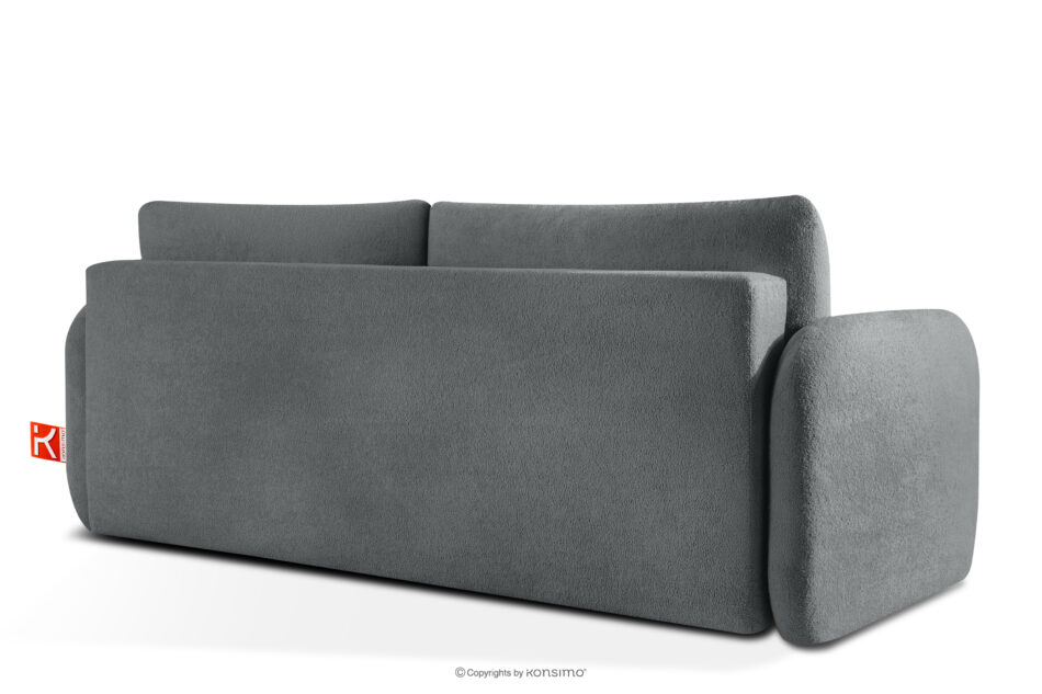 CALICO Sofa rozkładana trzyosobowa zaokrąglona w tkaninie shaggy stalowy stalowy - zdjęcie 3
