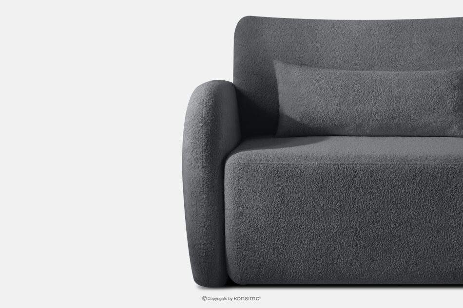 CALICO Sofa rozkładana trzyosobowa zaokrąglona w tkaninie shaggy stalowy stalowy - zdjęcie 6