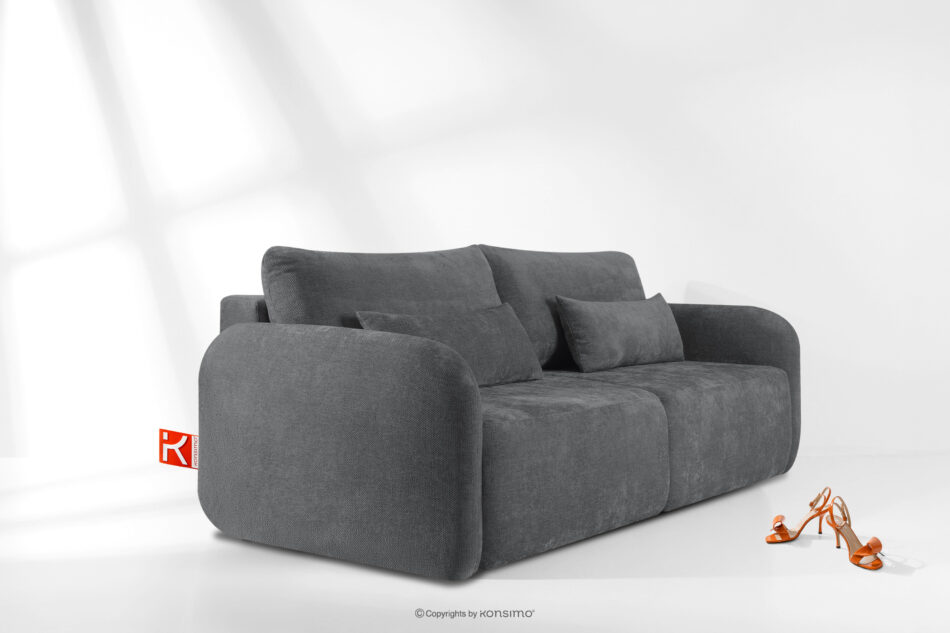 CALICO Sofa trzyosobowa zaokrąglony kształt w tkaninie plecionej ciemny szary ciemny szary - zdjęcie 13