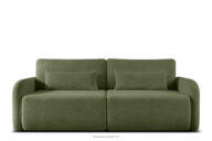 Sofa rozkładana trzyosobowa zaokrąglona w tkaninie shaggy oliwkowy