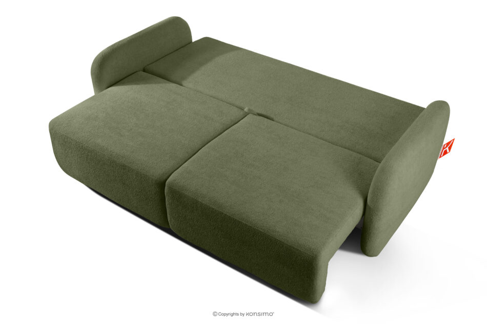 CALICO Sofa rozkładana trzyosobowa zaokrąglona w tkaninie shaggy oliwkowy oliwkowy - zdjęcie 4