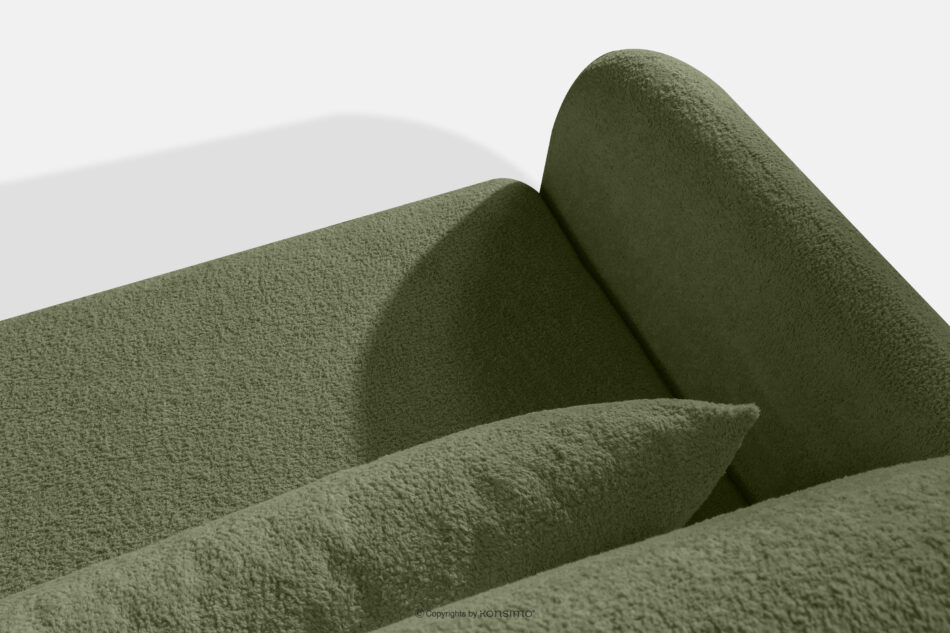 CALICO Sofa rozkładana trzyosobowa zaokrąglona w tkaninie shaggy oliwkowy oliwkowy - zdjęcie 5
