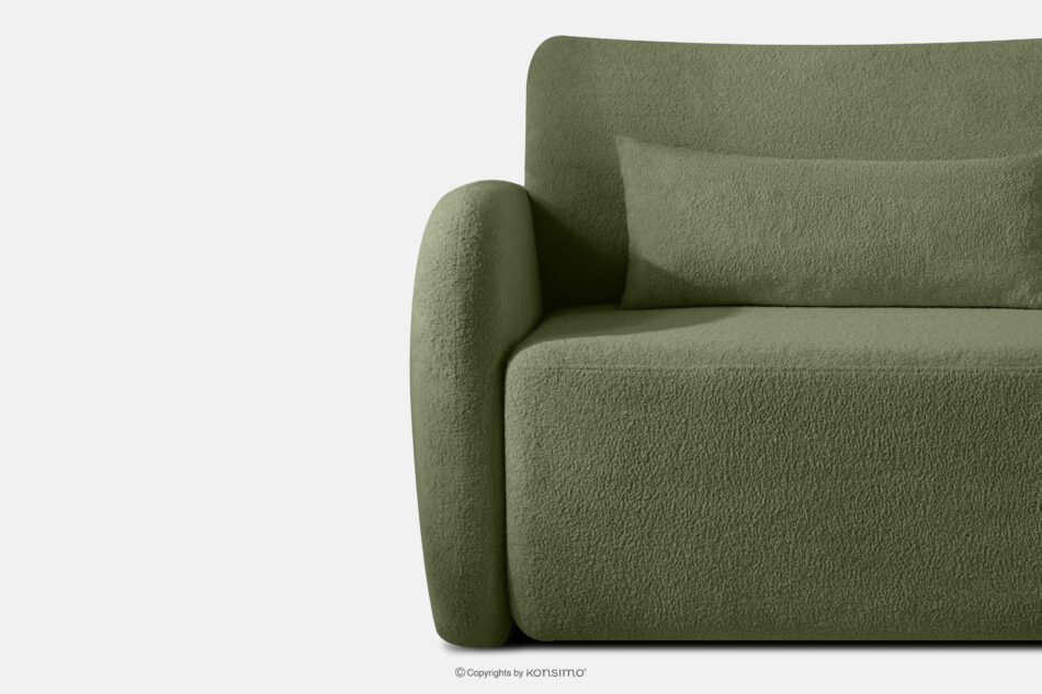 CALICO Sofa rozkładana trzyosobowa zaokrąglona w tkaninie shaggy oliwkowy oliwkowy - zdjęcie 6