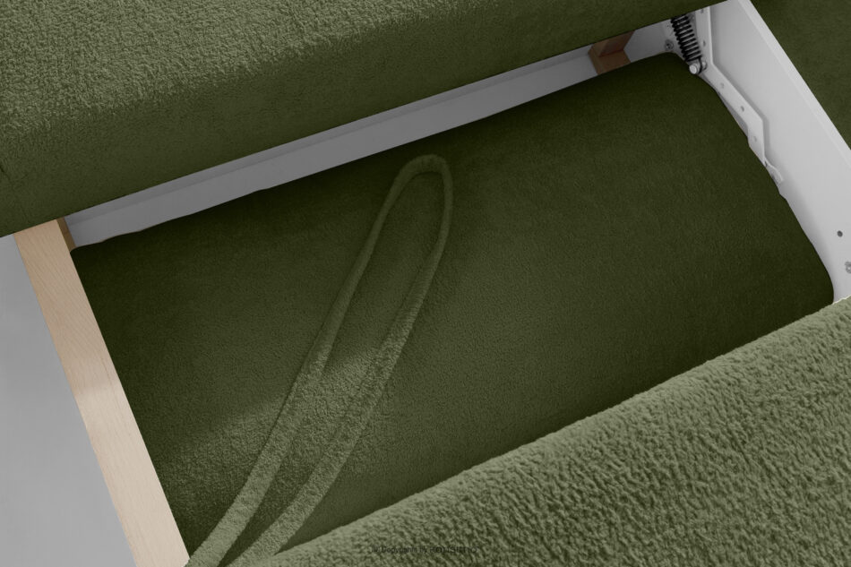 CALICO Sofa rozkładana trzyosobowa zaokrąglona w tkaninie shaggy oliwkowy oliwkowy - zdjęcie 10