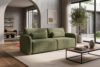 CALICO Sofa rozkładana trzyosobowa zaokrąglona w tkaninie shaggy oliwkowy oliwkowy - zdjęcie 2