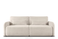 Sofa rozkładana trzyosobowa zaokrąglona w tkaninie shaggy kremowy