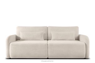 CALICO, https://konsimo.pl/kolekcja/calico/ Sofa rozkładana trzyosobowa zaokrąglona w tkaninie shaggy kremowy kremowy - zdjęcie