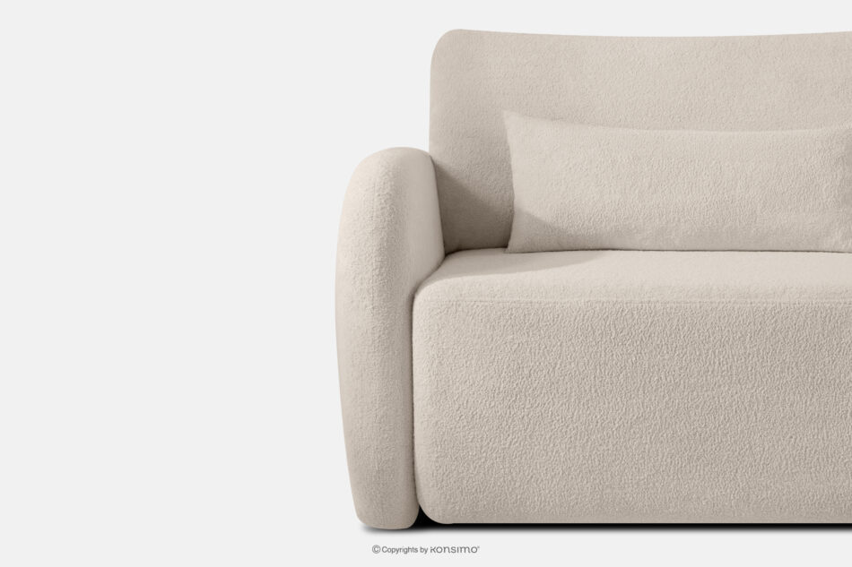 CALICO Sofa rozkładana trzyosobowa zaokrąglona w tkaninie shaggy kremowy kremowy - zdjęcie 6