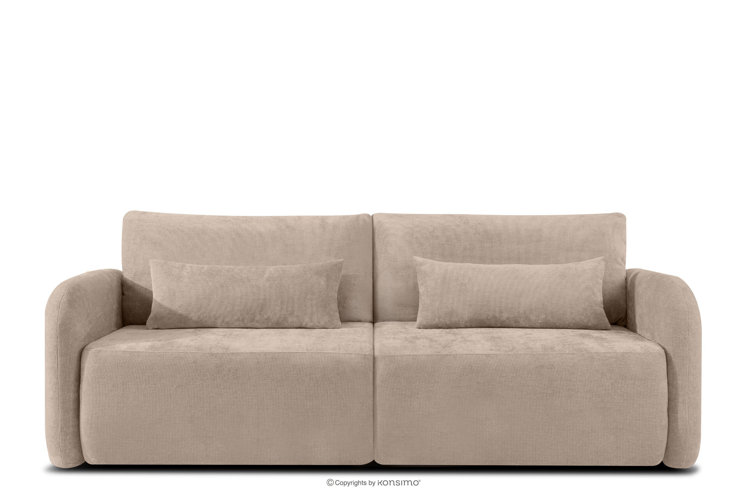 Sofa trzyosobowa zaokrąglony kształt w tkaninie plecionej jasny beżowy CALICO