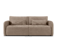 Sofa trzyosobowa zaokrąglony kształt w tkaninie plecionej ciemny beżowy