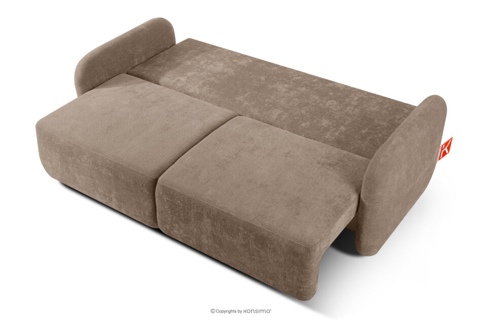 CALICO Sofa trzyosobowa zaokrąglony kształt w tkaninie plecionej ciemny beżowy ciemny beżowy - zdjęcie 4
