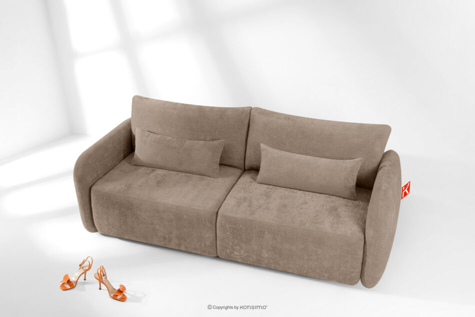 CALICO Sofa trzyosobowa zaokrąglony kształt w tkaninie plecionej ciemny beżowy ciemny beżowy - zdjęcie 14