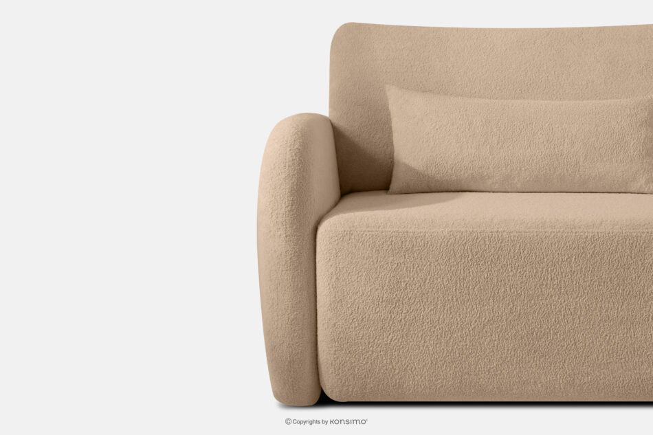 CALICO Sofa rozkładana trzyosobowa zaokrąglona w tkaninie shaggy ciepły beżowy ciepły beżowy - zdjęcie 6