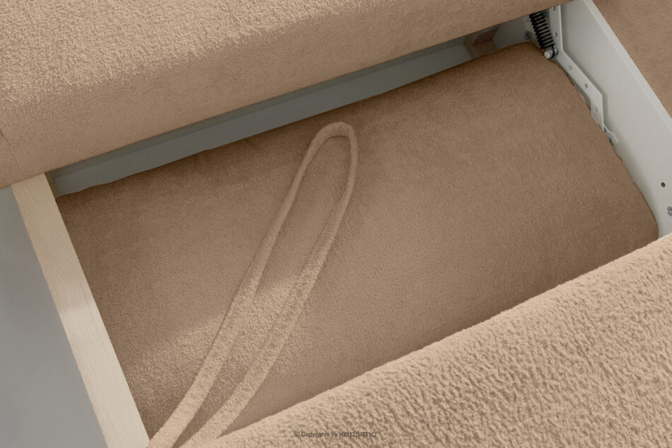CALICO Sofa rozkładana trzyosobowa zaokrąglona w tkaninie shaggy ciepły beżowy ciepły beżowy - zdjęcie 10