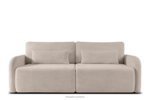 CALICO, https://konsimo.pl/kolekcja/calico/ Sofa rozkładana trzyosobowa zaokrąglona w tkaninie shaggy chłodny beżowy chłodny beżowy - zdjęcie