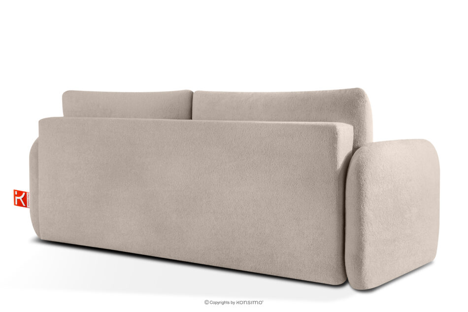 CALICO Sofa rozkładana trzyosobowa zaokrąglona w tkaninie shaggy chłodny beżowy chłodny beżowy - zdjęcie 3
