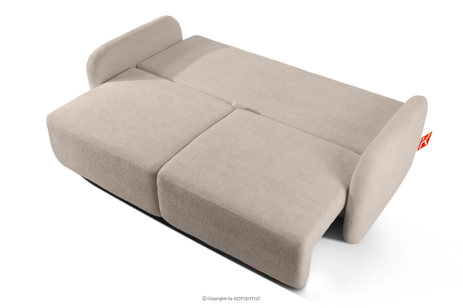 CALICO Sofa rozkładana trzyosobowa zaokrąglona w tkaninie shaggy chłodny beżowy chłodny beżowy - zdjęcie 4