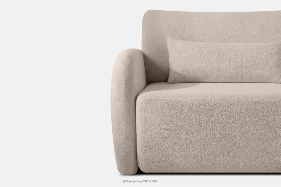 CALICO Sofa rozkładana trzyosobowa zaokrąglona w tkaninie shaggy chłodny beżowy chłodny beżowy - zdjęcie 6