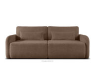 Sofa rozkładana trzyosobowa zaokrąglona w tkaninie shaggy brązowy