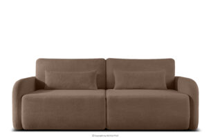 CALICO, https://konsimo.pl/kolekcja/calico/ Sofa rozkładana trzyosobowa zaokrąglona w tkaninie shaggy brązowy brązowy - zdjęcie