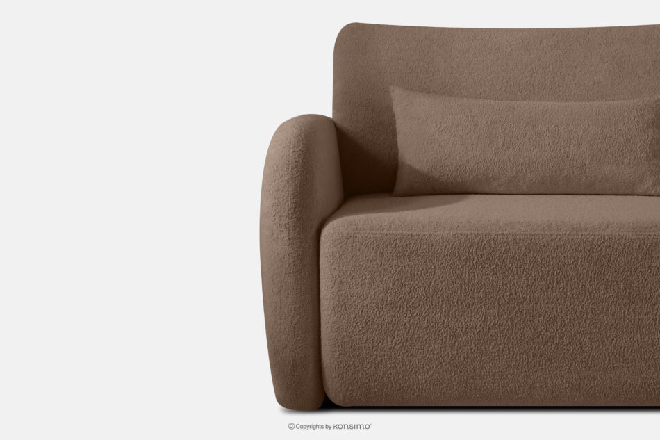 CALICO Sofa rozkładana trzyosobowa zaokrąglona w tkaninie shaggy brązowy brązowy - zdjęcie 6