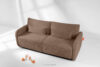 CALICO Sofa rozkładana trzyosobowa zaokrąglona w tkaninie shaggy brązowy brązowy - zdjęcie 15