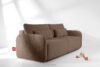 CALICO Sofa rozkładana trzyosobowa zaokrąglona w tkaninie shaggy brązowy brązowy - zdjęcie 14