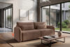 CALICO Sofa rozkładana trzyosobowa zaokrąglona w tkaninie shaggy brązowy brązowy - zdjęcie 2