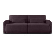 Sofa rozkładana trzyosobowa zaokrąglona w tkaninie shaggy ciemny śliwkowy