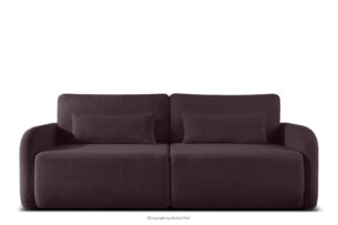 CALICO, https://konsimo.pl/kolekcja/calico/ Sofa rozkładana trzyosobowa zaokrąglona w tkaninie shaggy ciemny śliwkowy ciemny śliwkowy - zdjęcie