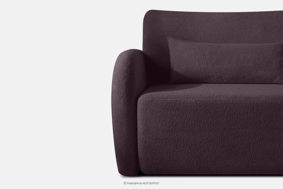 CALICO Sofa rozkładana trzyosobowa zaokrąglona w tkaninie shaggy ciemny śliwkowy ciemny śliwkowy - zdjęcie 6