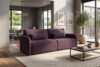 CALICO Sofa rozkładana trzyosobowa zaokrąglona w tkaninie shaggy ciemny śliwkowy ciemny śliwkowy - zdjęcie 2
