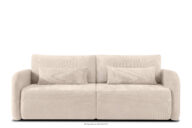 Sofa trzyosobowa zaokrąglony kształt w tkaninie plecionej ecru