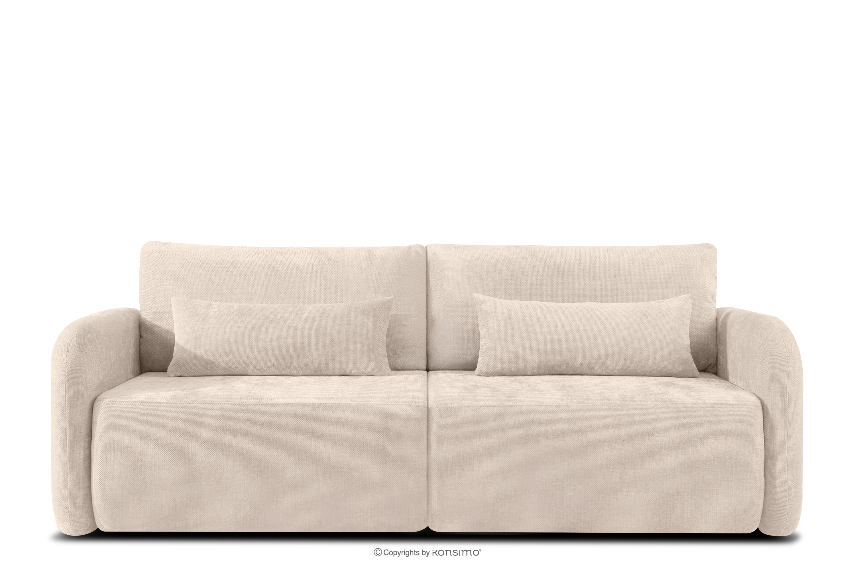Sofa trzyosobowa zaokrąglony kształt w tkaninie plecionej ecru CALICO