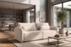CALICO Sofa trzyosobowa zaokrąglony kształt w tkaninie plecionej ecru ecru - zdjęcie 2