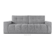 Pikowana sofa trzyosobowa rozkładana w tkaninie plecionej szary