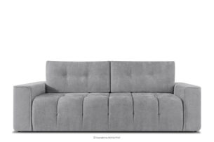 RUSA, https://konsimo.pl/kolekcja/rusa/ Pikowana sofa trzyosobowa rozkładana w tkaninie plecionej szary szary - zdjęcie