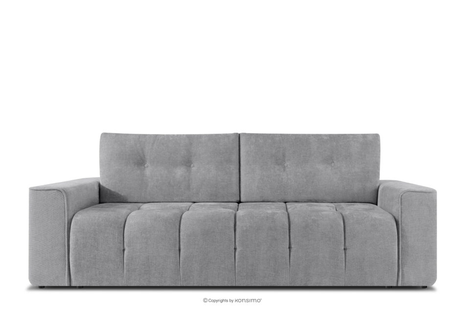 RUSA Pikowana sofa trzyosobowa rozkładana w tkaninie plecionej szary szary - zdjęcie 0