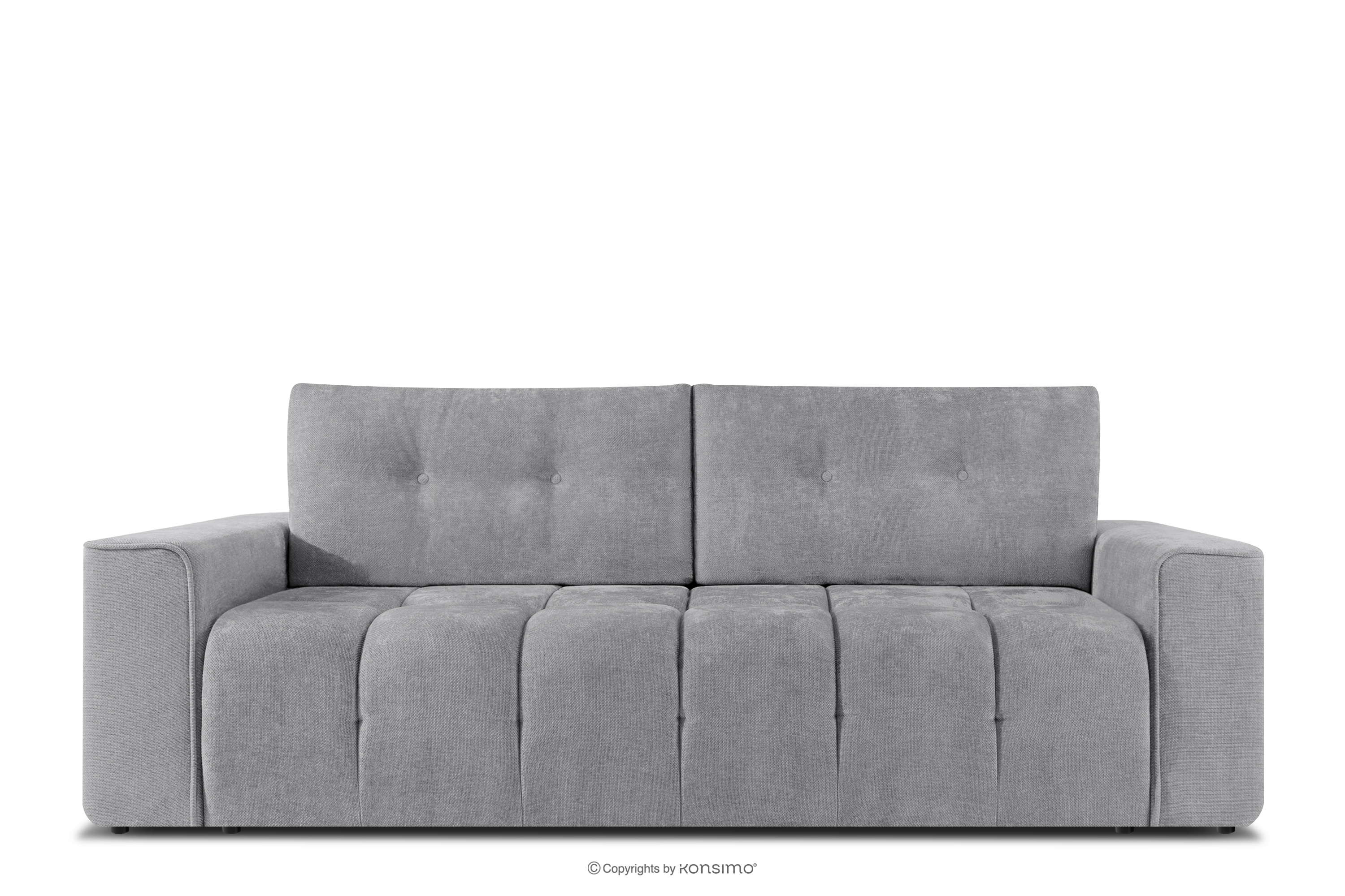 Pikowana sofa trzyosobowa rozkładana w tkaninie plecionej szary RUSA