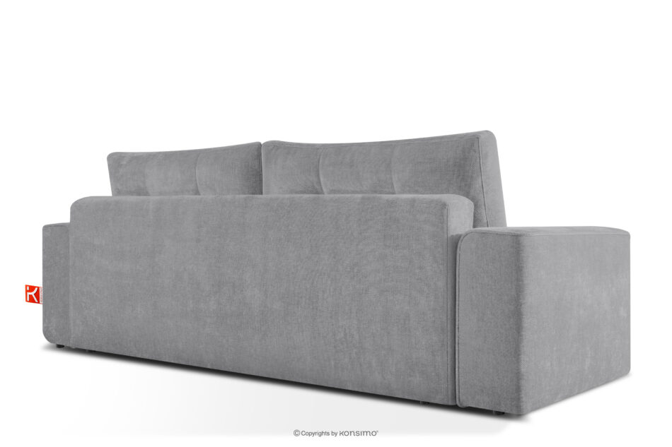 RUSA Pikowana sofa trzyosobowa rozkładana w tkaninie plecionej szary szary - zdjęcie 3